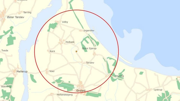 Oversigtskort Estruplund 5 km radius